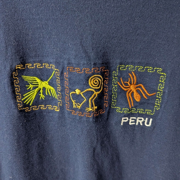 Peru Embroidered Souvenir Graphic T-Shirt XXL 100% Cotton - Picture 2 of 5